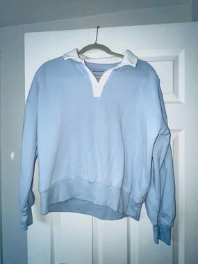 abercrombie kids Light Blue Rugby Collar Sweatshirt with White Collar